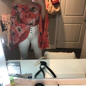 Free people floral bell sleeve top